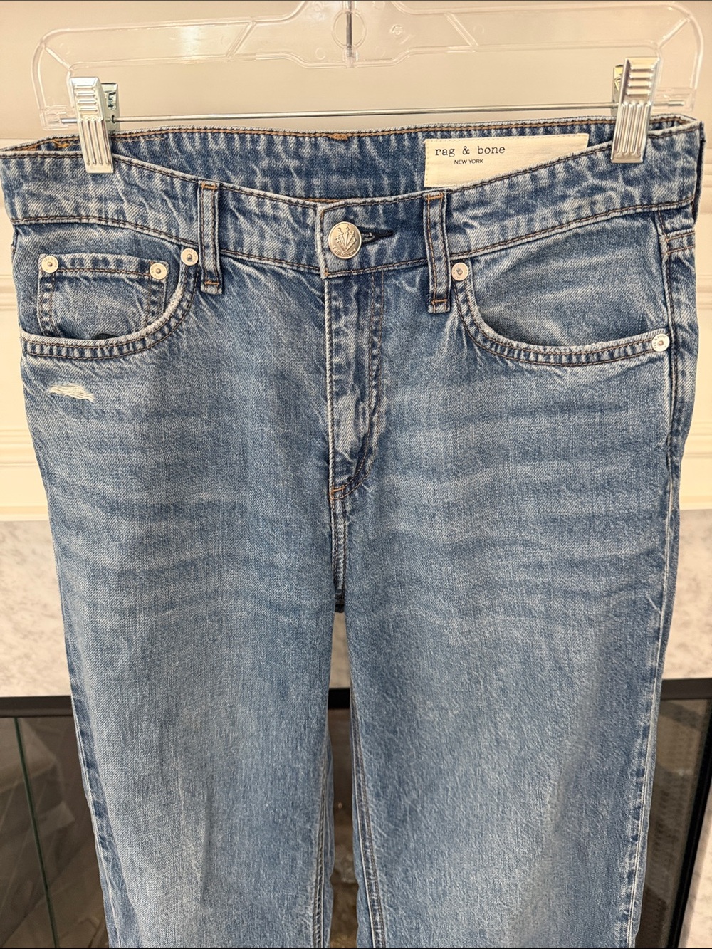 rag & bone Women's Medium Wash Straight-Leg Super Soft Jeans